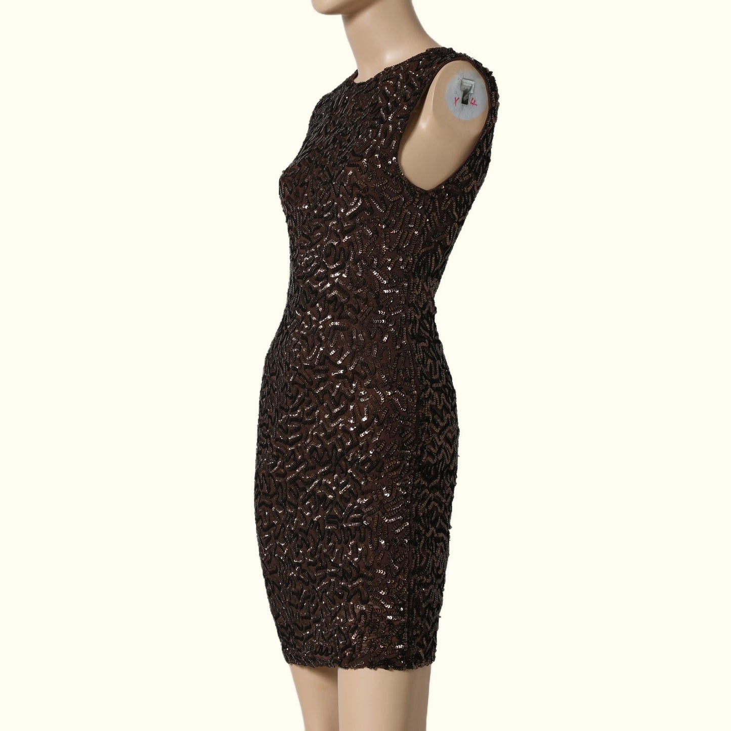 ALICE + OLIVIA Bronze Sequin Crew Neck Mini Dress