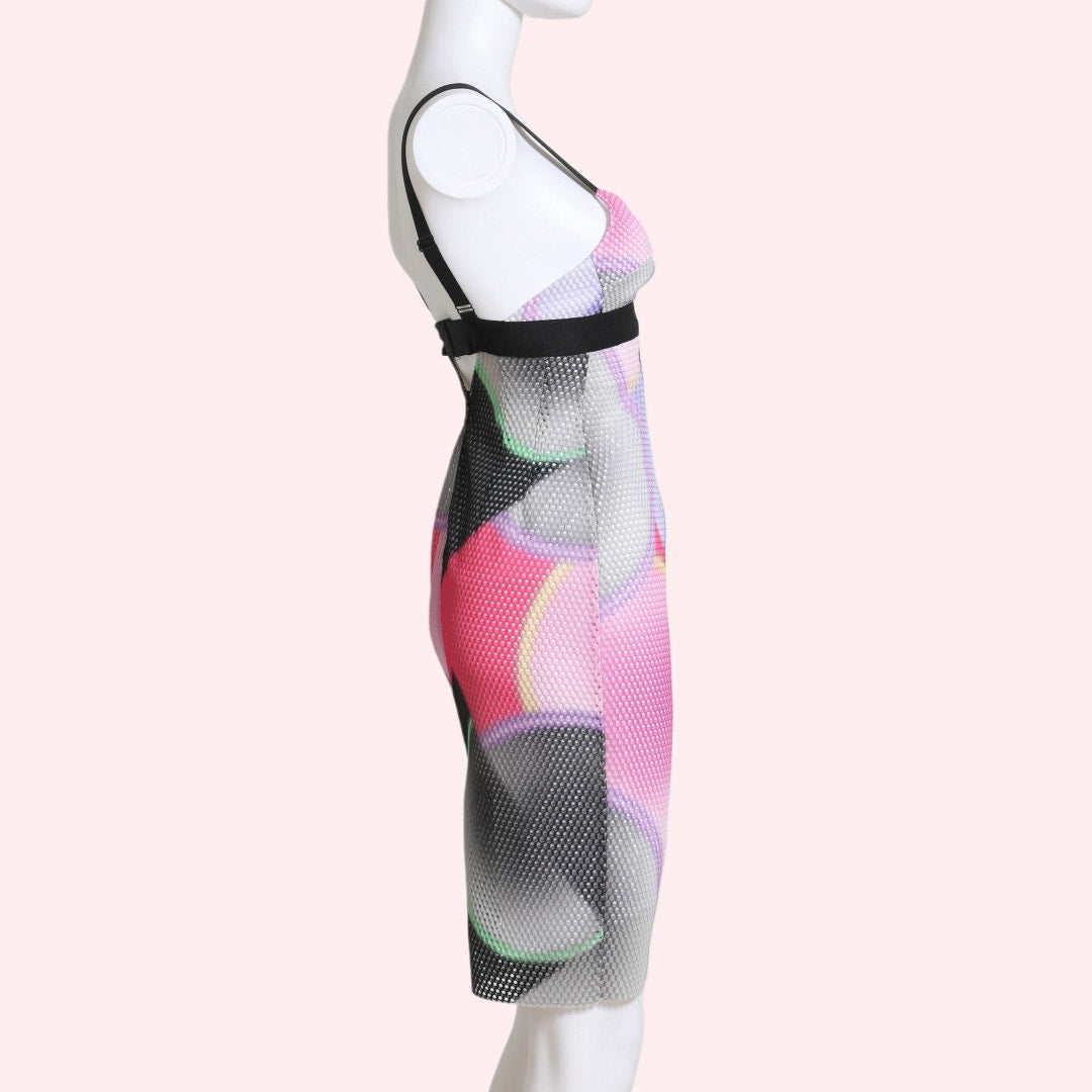 MILLY Pink Multicolor Printed Sheath Sleeveless Mini Dress