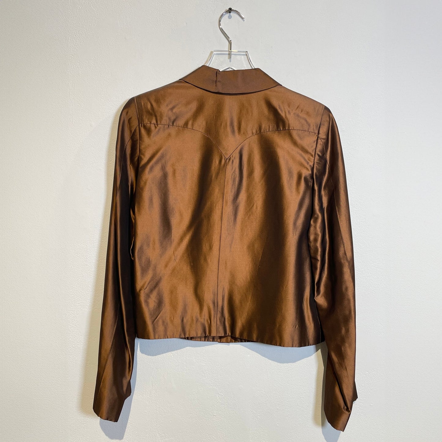 MARK EISEN Vintage Y2K Bronze Satin Blazer + Mini Skirt Set