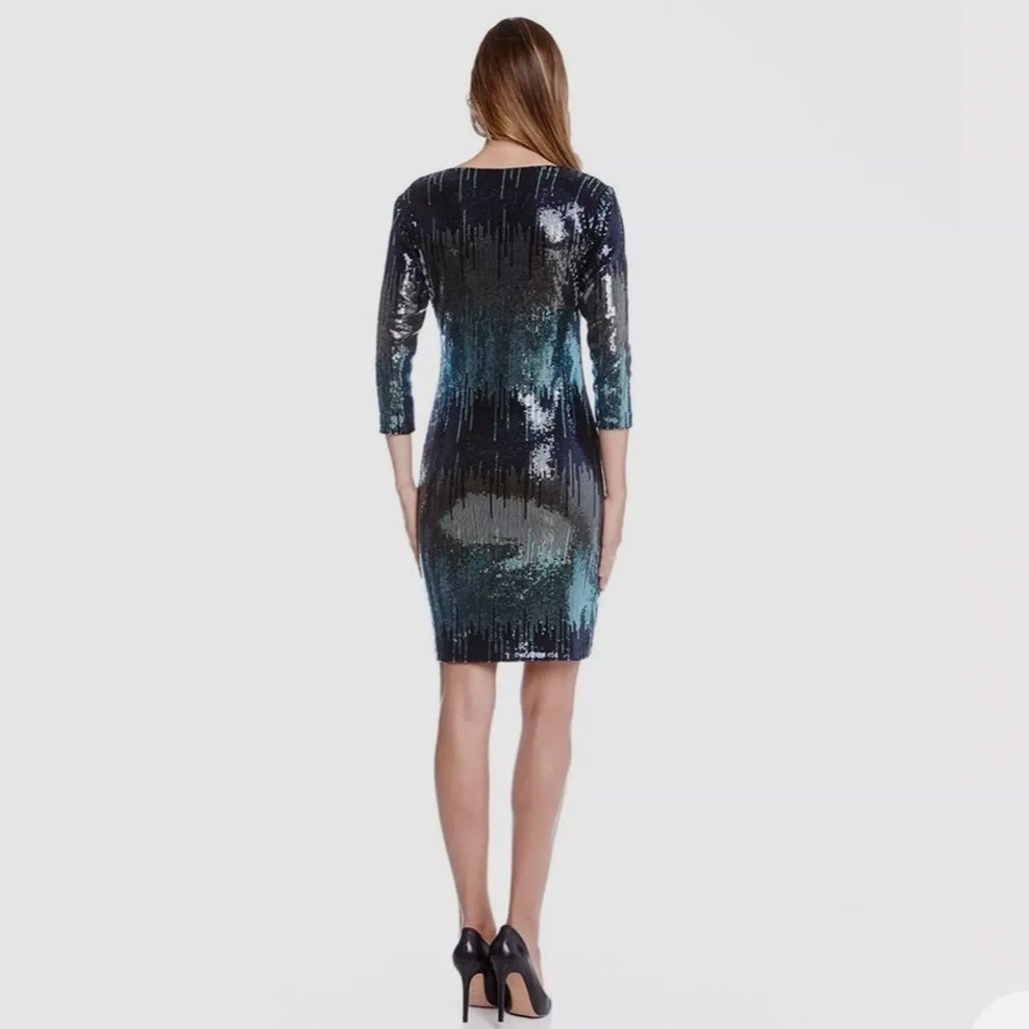 KAREN KANE Blue and Silver Sequin Cocktail Dress