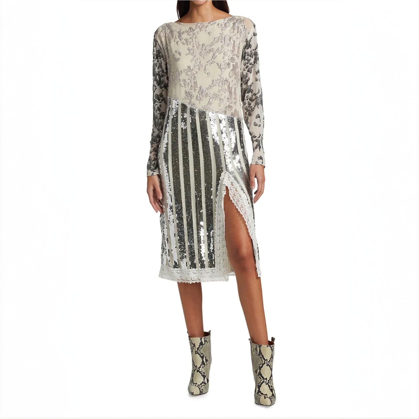 RACHEL COMEY Decando Sequin and Lace Midi Dress w/ Tags