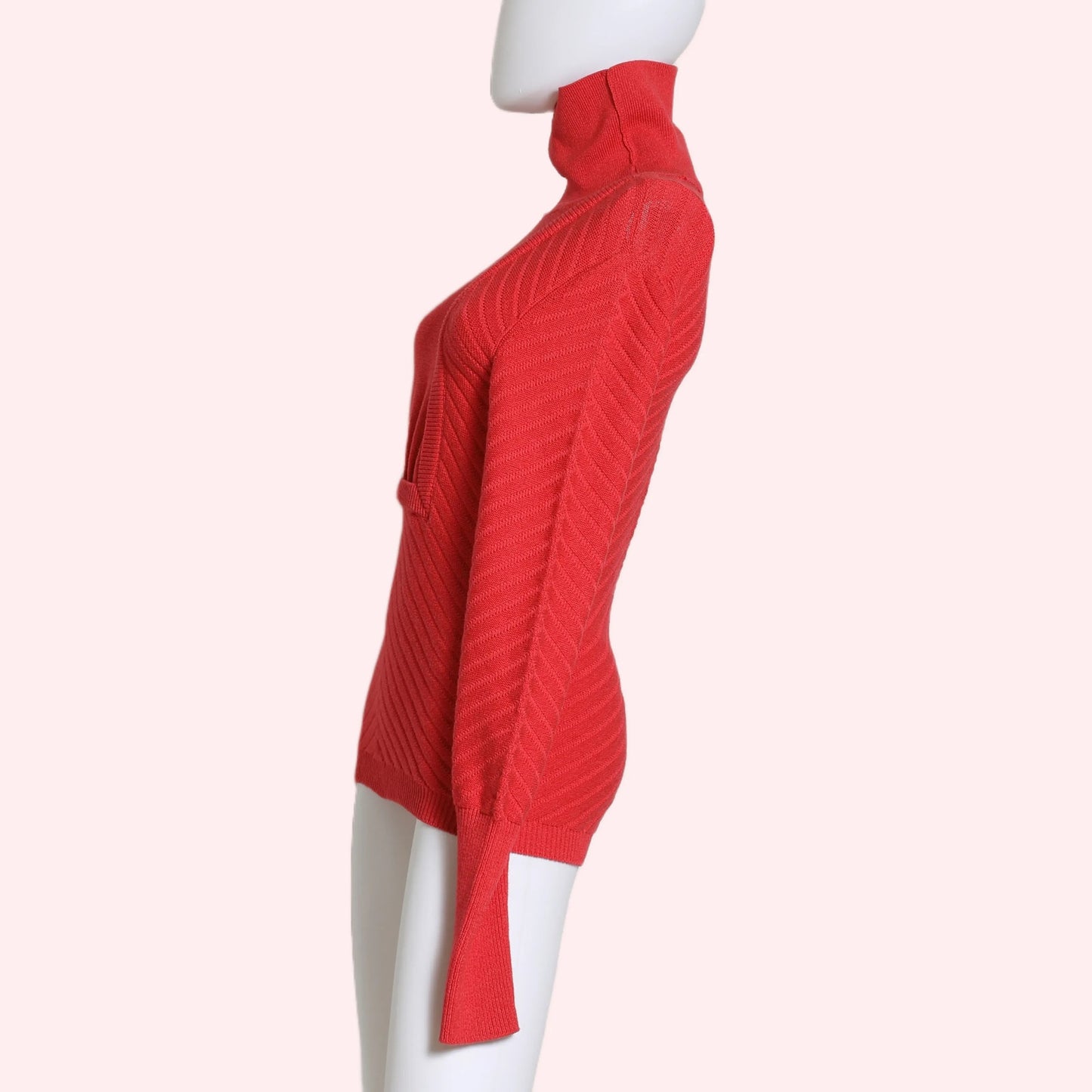 BRUNO PIETERS Red Ribbed Knit Turtleneck Vintage Sweater