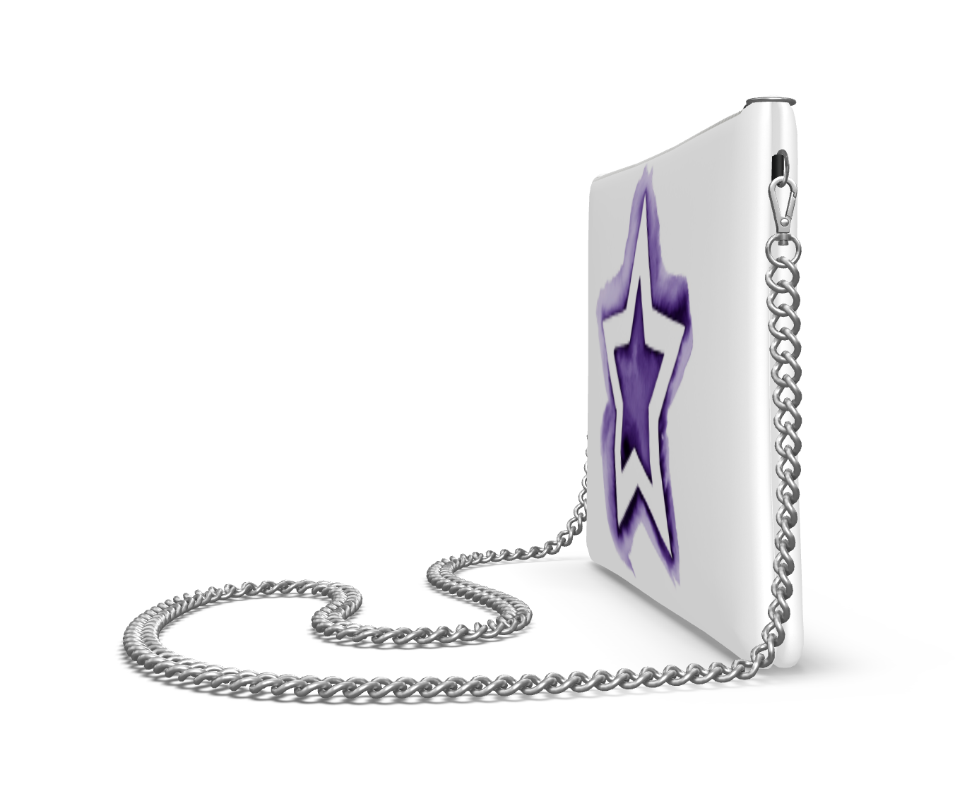 UNTITLED BOUTIQUE Purple and White Leather Star Crossbody Bag with Silver Chain - Limited Edition