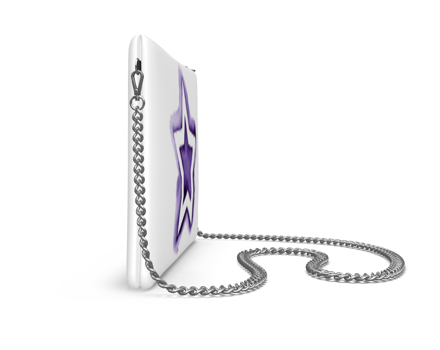 UNTITLED BOUTIQUE Purple and White Leather Star Crossbody Bag with Silver Chain - Limited Edition