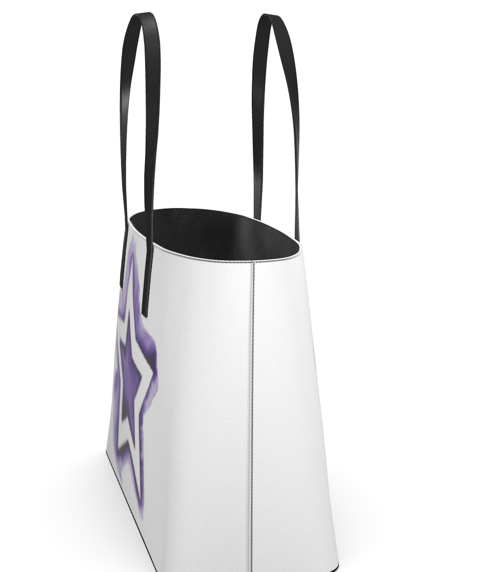 UNTITLED BOUTIQUE White and Purple Kika Leather Star Tote Bag - Limited Edition