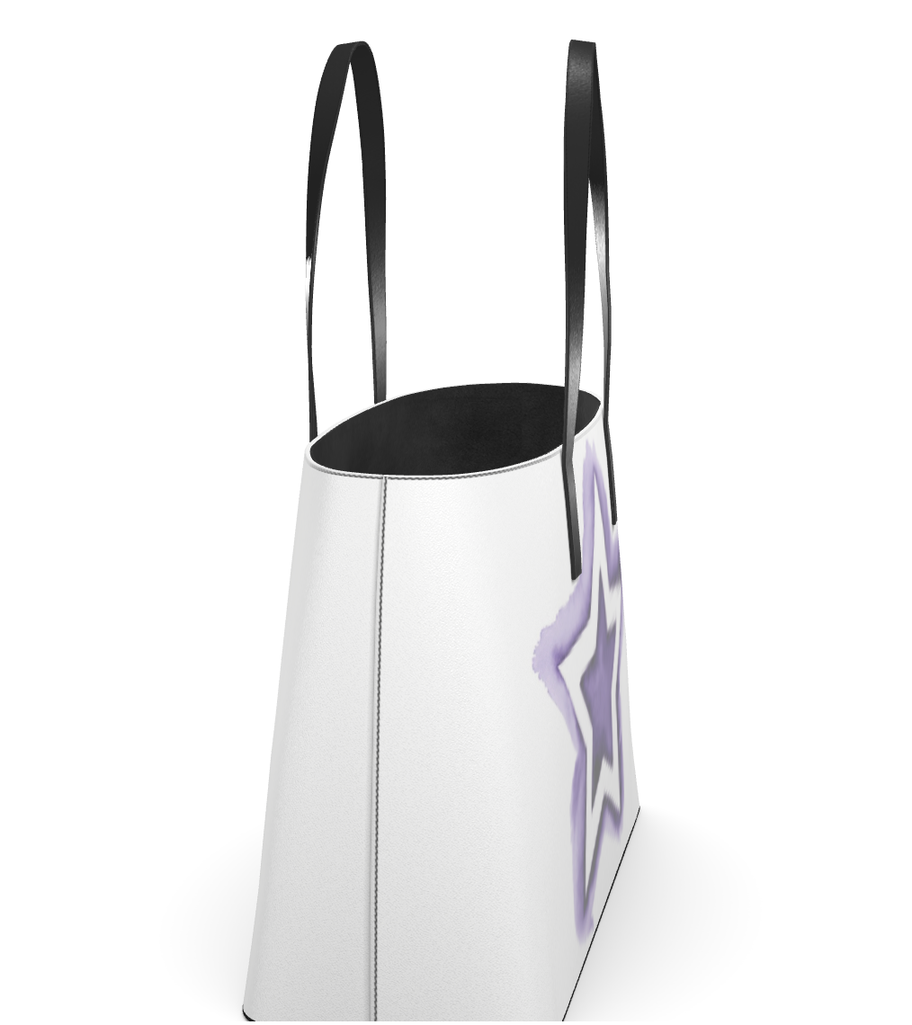 UNTITLED BOUTIQUE White and Purple Kika Leather Star Tote Bag - Limited Edition