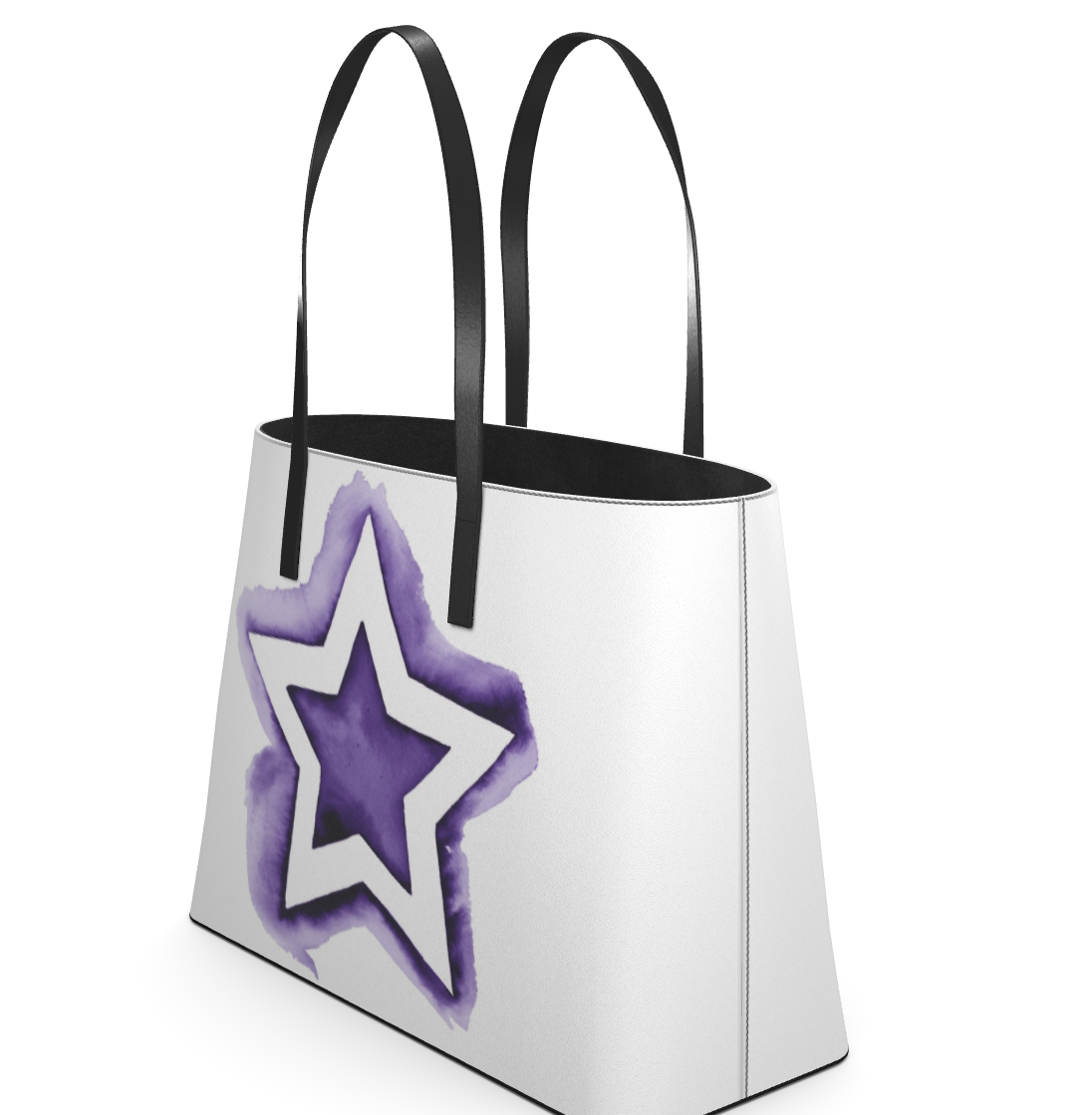 UNTITLED BOUTIQUE White and Purple Kika Leather Star Tote Bag - Limited Edition