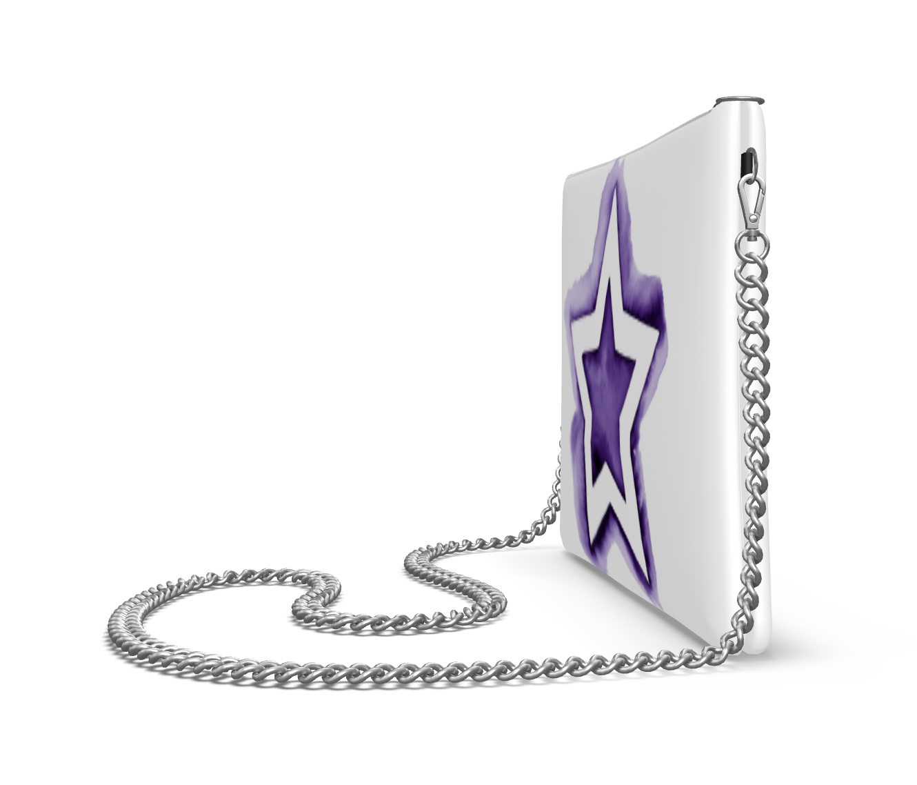 UNTITLED BOUTIQUE White and Purple Leather Crossbody Bag with Silver Chain - Limited Edition