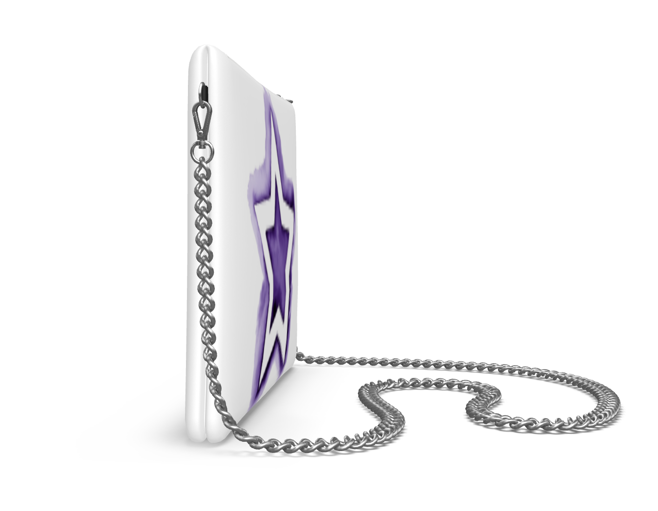 UNTITLED BOUTIQUE White and Purple Leather Crossbody Bag with Silver Chain - Limited Edition