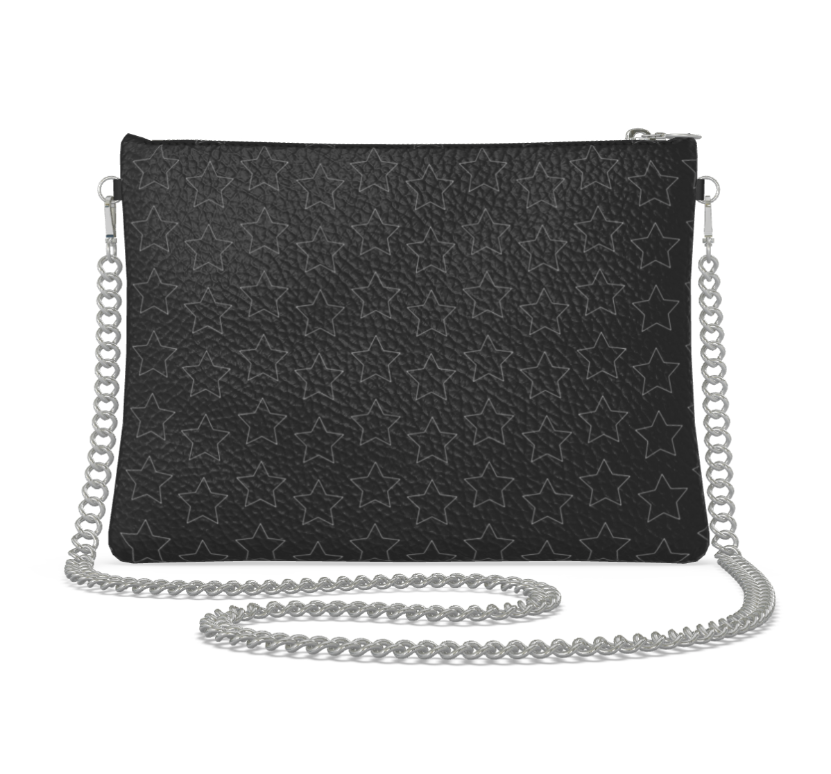 UNTITLED BOUTIQUE Black Leather Star Crossbody Bag With Silver Chain - Limited Edition