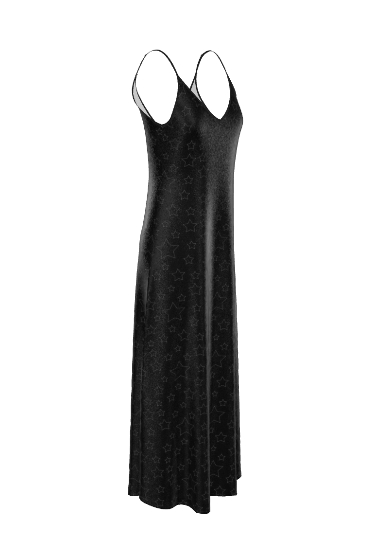 UNTITLED BOUTIQUE Black Silk Constellation Star Slip Dress - Limited Edition