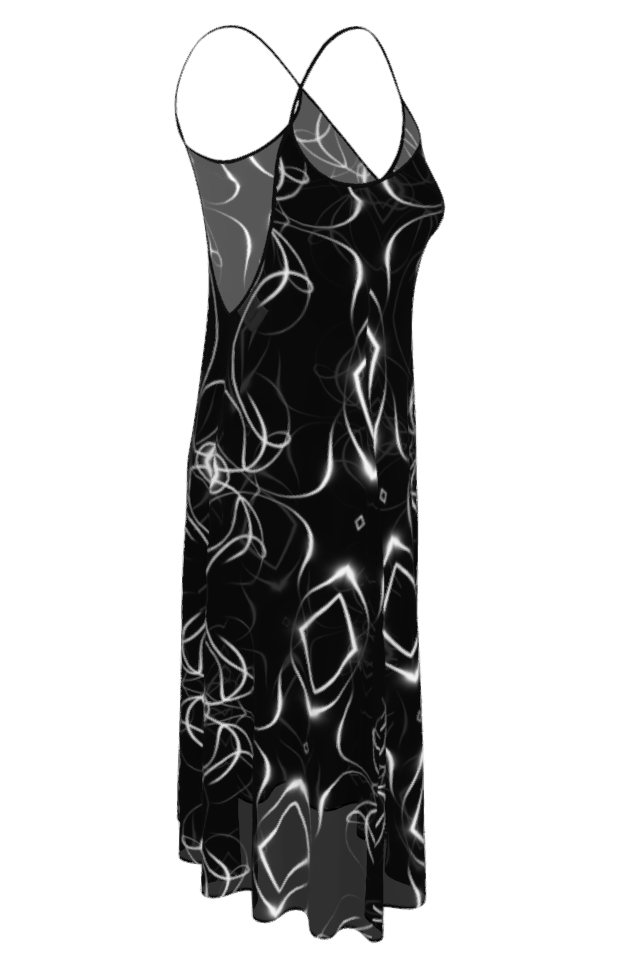 UNTITLED x Indira Cesarine "Lumière" Series Black and White Kaleidoscopic Sleeveless Midi Dress - Limited Edition