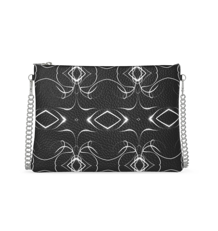 UNTITLED x Indira Cesarine "Lumière" Series Black and White Kaleidoscopic Crossbody Bag With Chain - Limited Edition