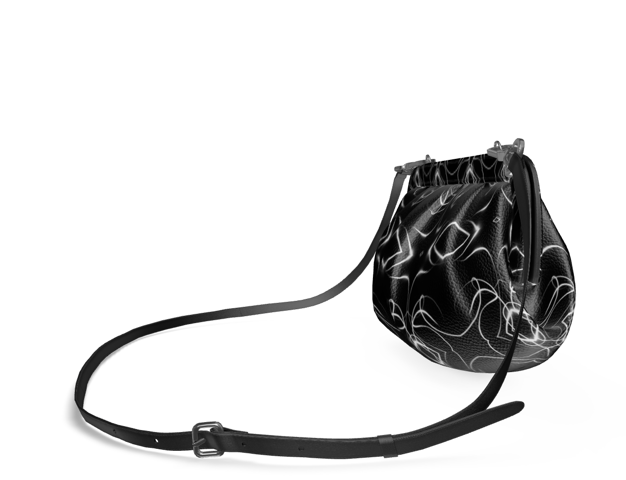 UNTITLED x Indira Cesarine "Lumière" Series Black and White Kaleidoscopic Pleated Soft Frame Bag - Limited Edition
