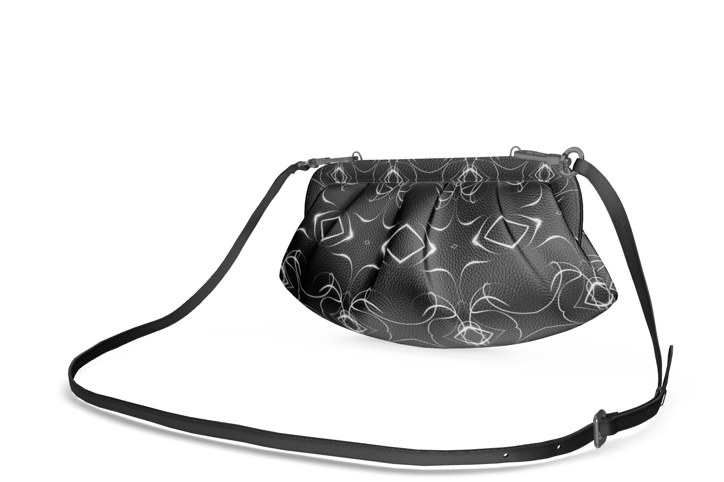 UNTITLED x Indira Cesarine "Lumière" Series Black and White Kaleidoscopic Pleated Soft Frame Bag - Limited Edition