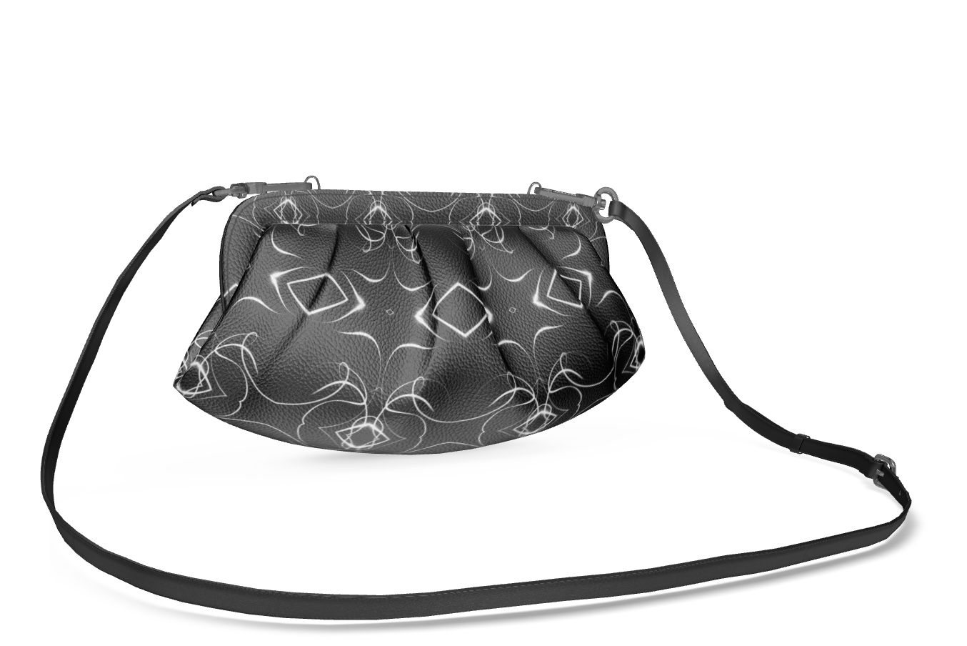 UNTITLED x Indira Cesarine "Lumière" Series Black and White Kaleidoscopic Pleated Soft Frame Bag - Limited Edition