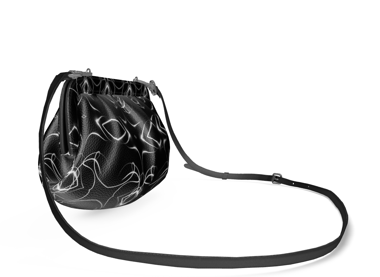 UNTITLED x Indira Cesarine "Lumière" Series Black and White Kaleidoscopic Pleated Soft Frame Bag - Limited Edition