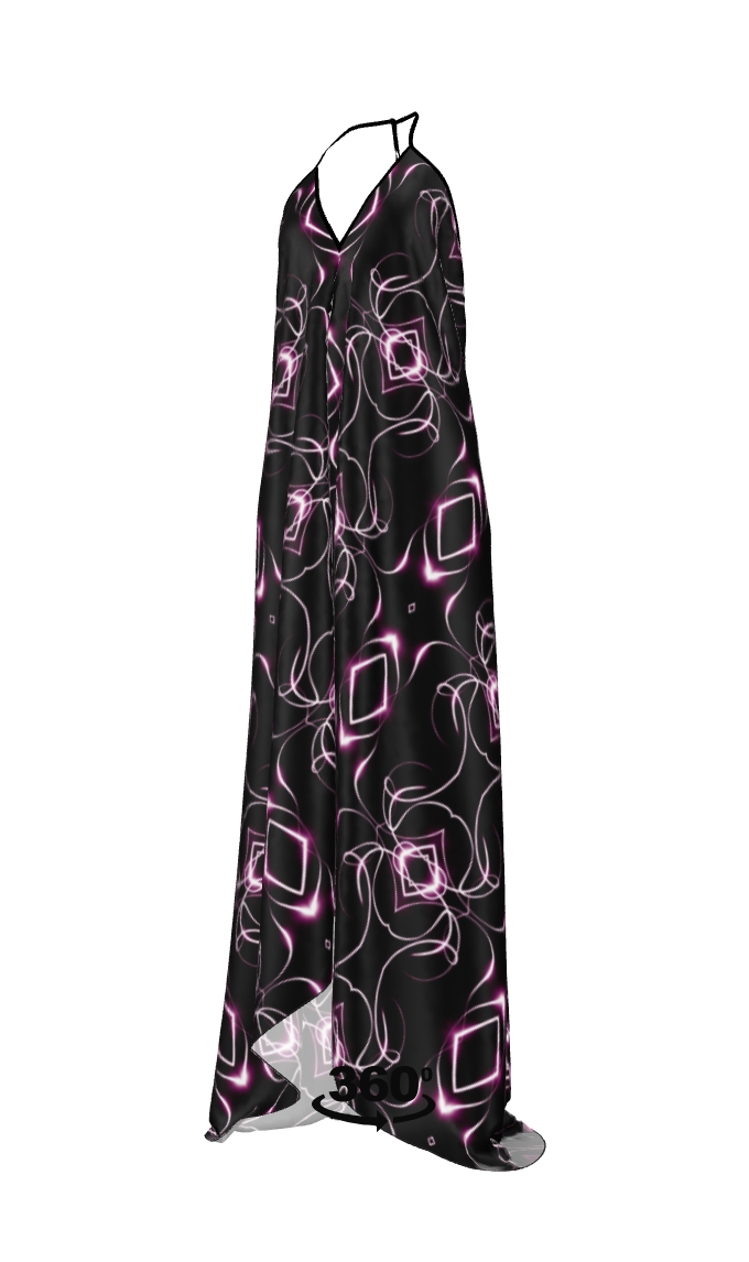 UNTITLED x Indira Cesarine "Lumière" Series Black and Pink Kaleidoscopic Halterneck Backless Dress - Limited Edition