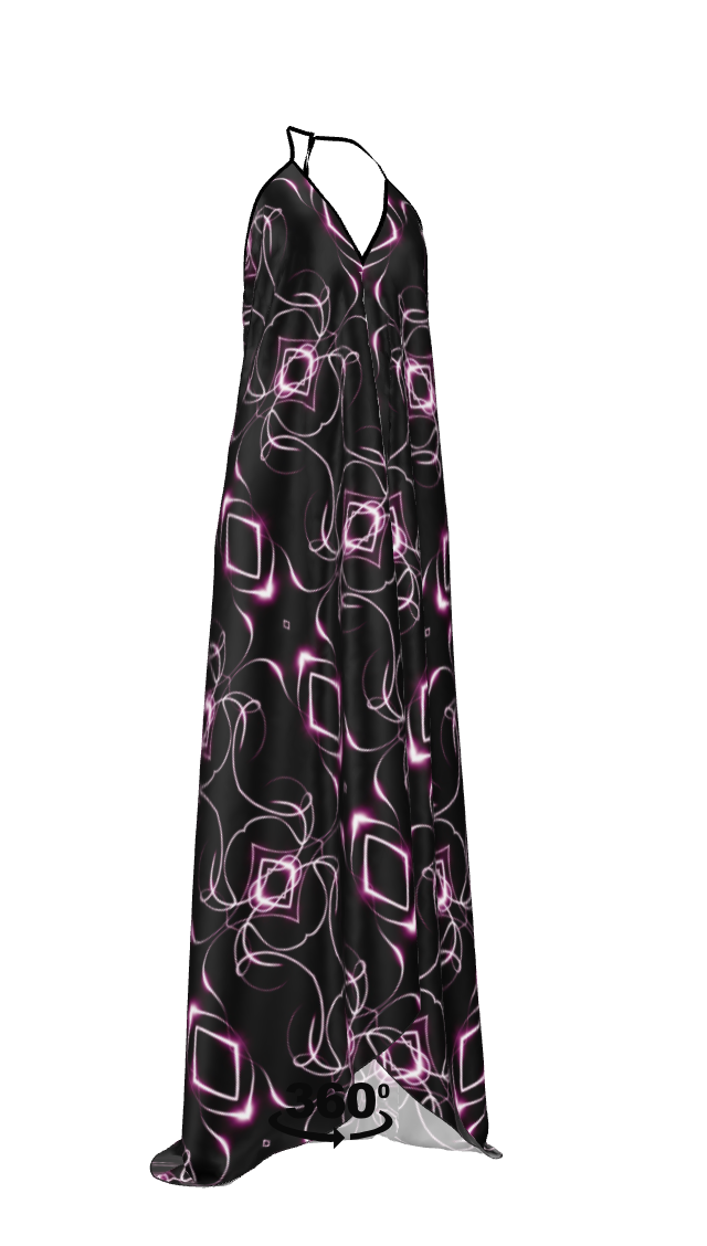 UNTITLED x Indira Cesarine "Lumière" Series Black and Pink Kaleidoscopic Halterneck Backless Dress - Limited Edition