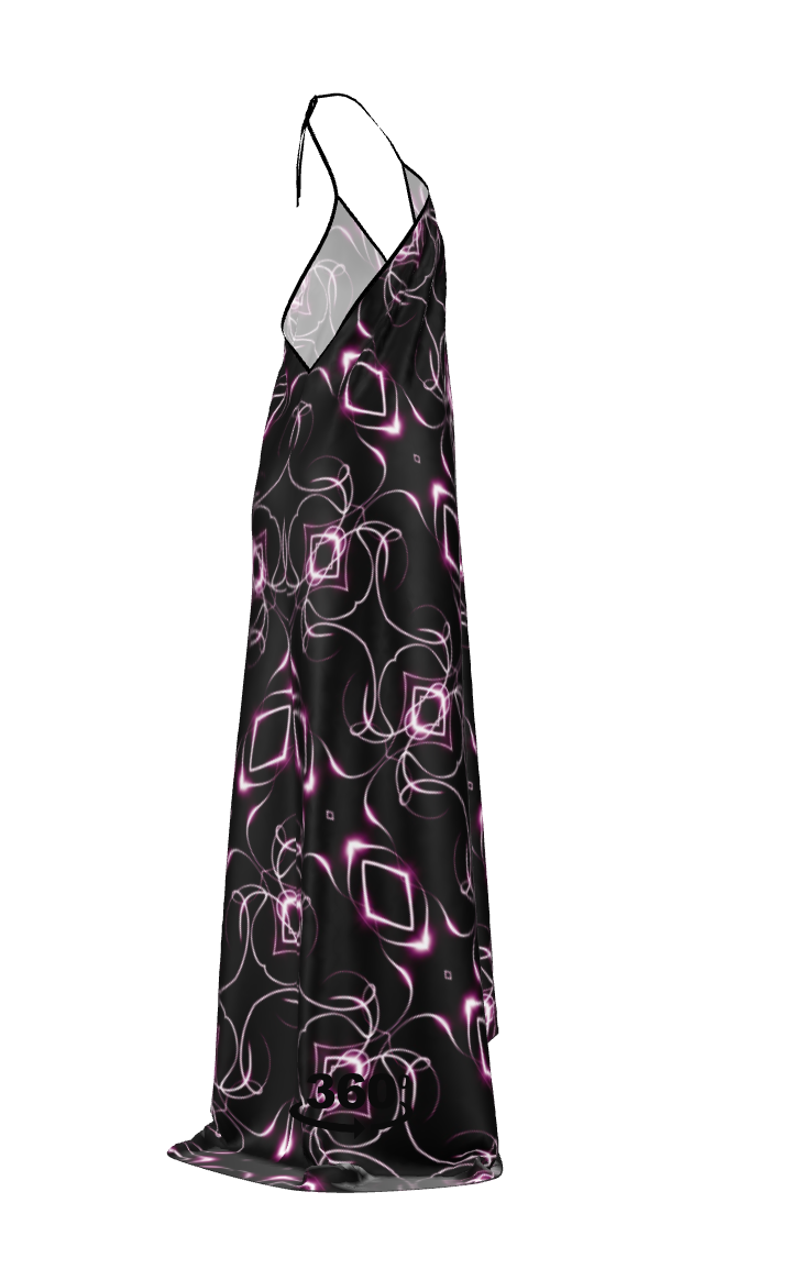 UNTITLED x Indira Cesarine "Lumière" Series Black and Pink Kaleidoscopic Halterneck Backless Dress - Limited Edition