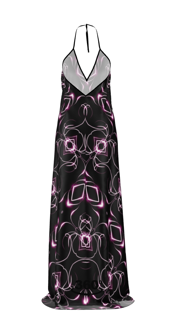 UNTITLED x Indira Cesarine "Lumière" Series Black and Pink Kaleidoscopic Halterneck Backless Dress - Limited Edition