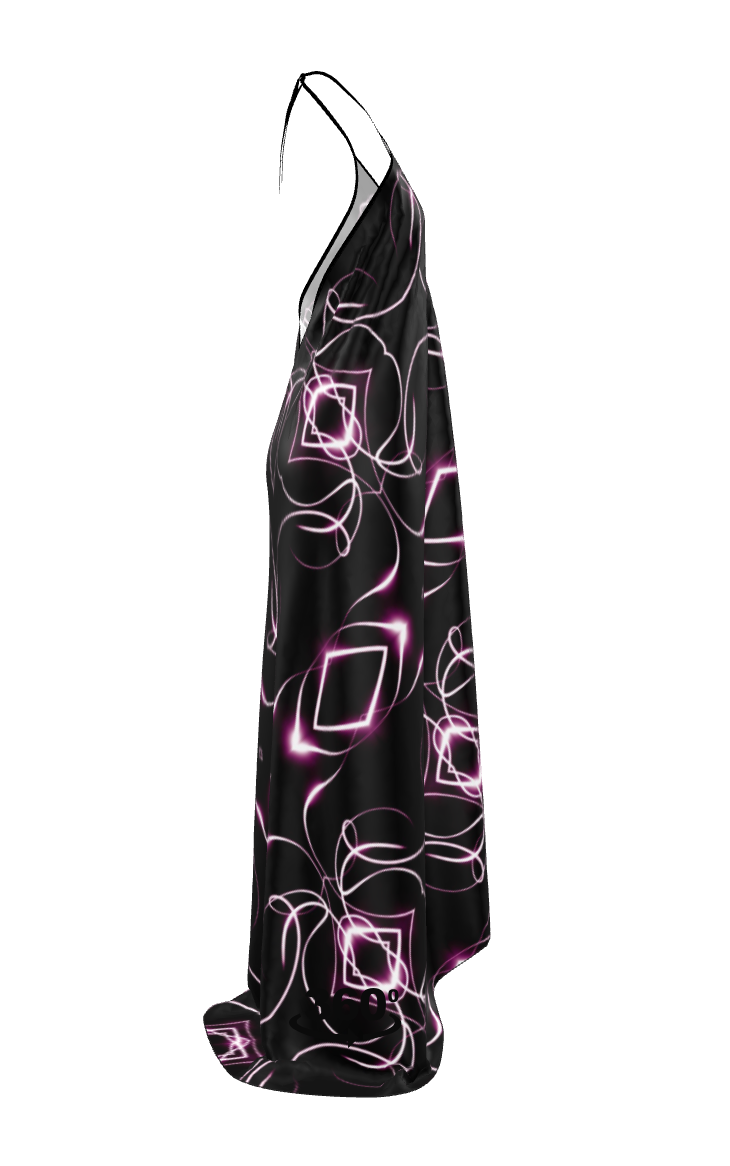 UNTITLED x Indira Cesarine "Lumière" Series Black and Pink Kaleidoscopic Halter Neck Backless Dress - Limited Edition