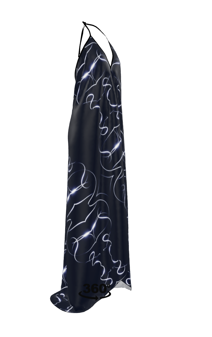 UNTITLED x Indira Cesarine "Lumière" Series Black and Blue Halterneck Backless Dress - Limited Edition