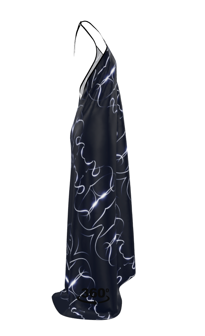 UNTITLED x Indira Cesarine "Lumière" Series Black and Blue Halterneck Backless Dress - Limited Edition