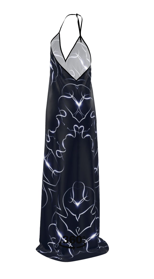 UNTITLED x Indira Cesarine "Lumière" Series Black and Blue Halterneck Backless Dress - Limited Edition