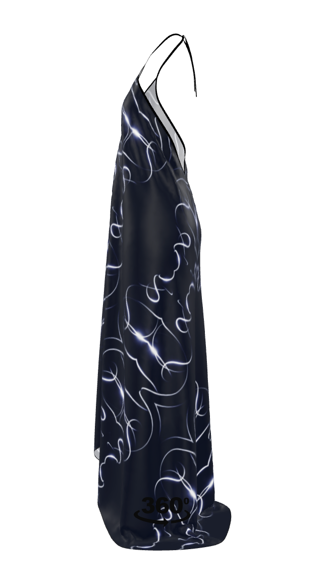 UNTITLED x Indira Cesarine "Lumière" Series Black and Blue Halterneck Backless Dress - Limited Edition