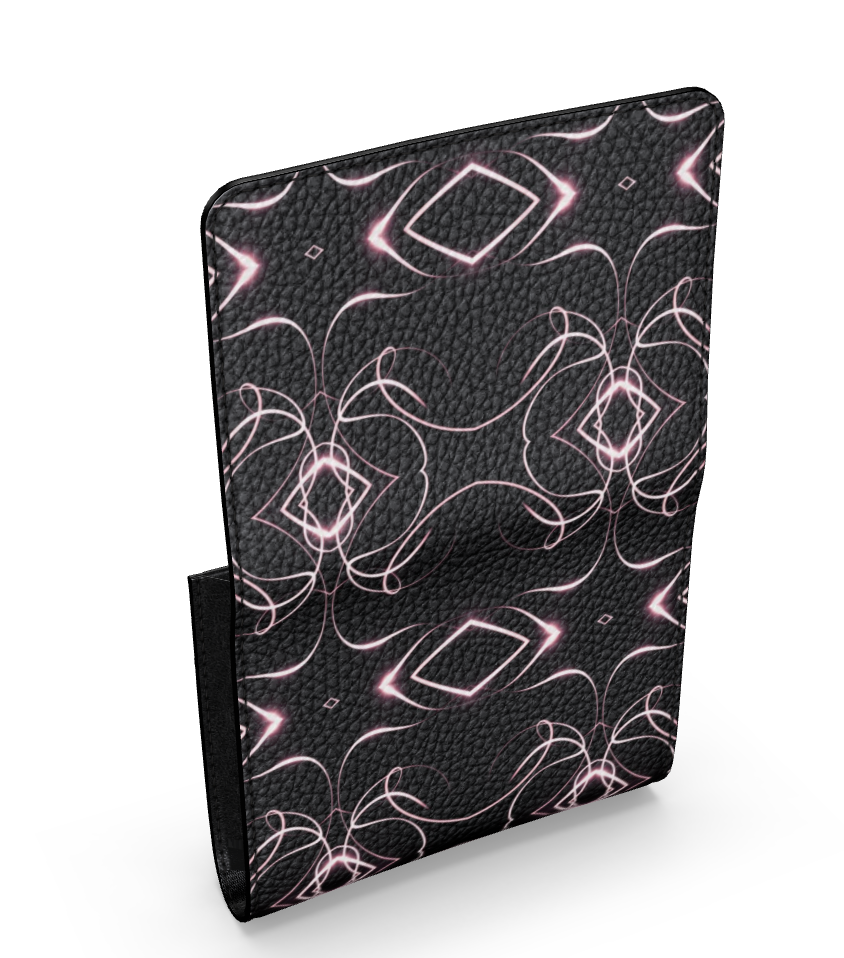 UNTITLED x Indira Cesarine "Lumière" Series Black and Pink Kaleidoscopic Small Leather Foldover Wallet - Limited Edition