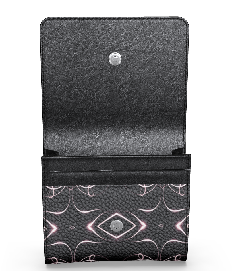UNTITLED x Indira Cesarine "Lumière" Series Black and Pink Kaleidoscopic Small Leather Foldover Wallet - Limited Edition