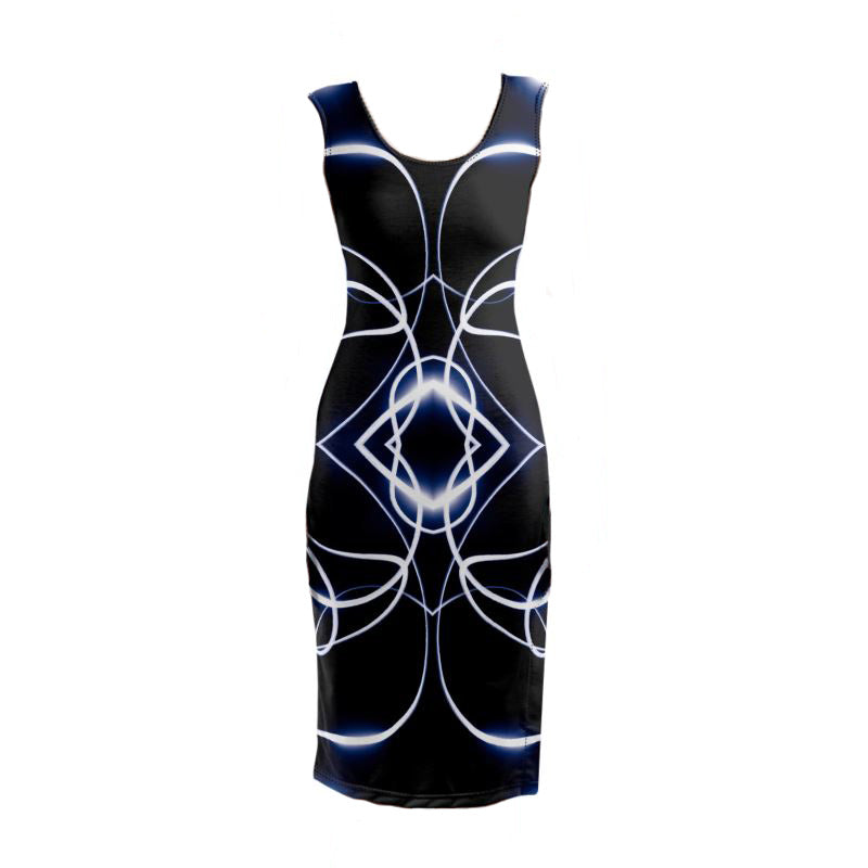 UNTITLED x Indira Cesarine "Lumière" Series Black and Blue Kaleidoscopic Bodycon Dress - Limited Edition