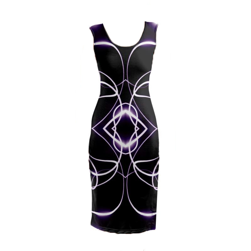 UNTITLED x Indira Cesarine "Lumière" Series Black and Violet Kaleidoscopic Bodycon Dress - Limited Edition