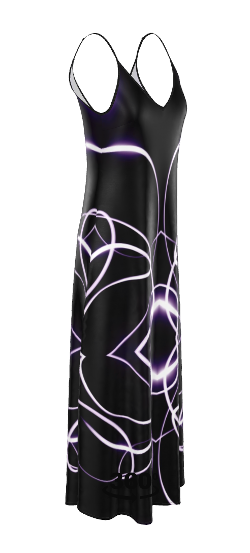 UNTITLED x Indira Cesarine "Lumière" Series Black and Violet Kaleidoscopic Slip Dress - Limited Edition