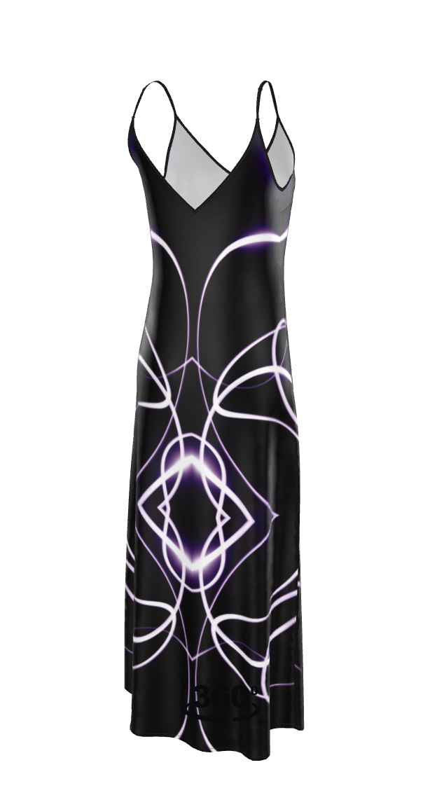 UNTITLED x Indira Cesarine "Lumière" Series Black and Violet Kaleidoscopic Slip Dress - Limited Edition