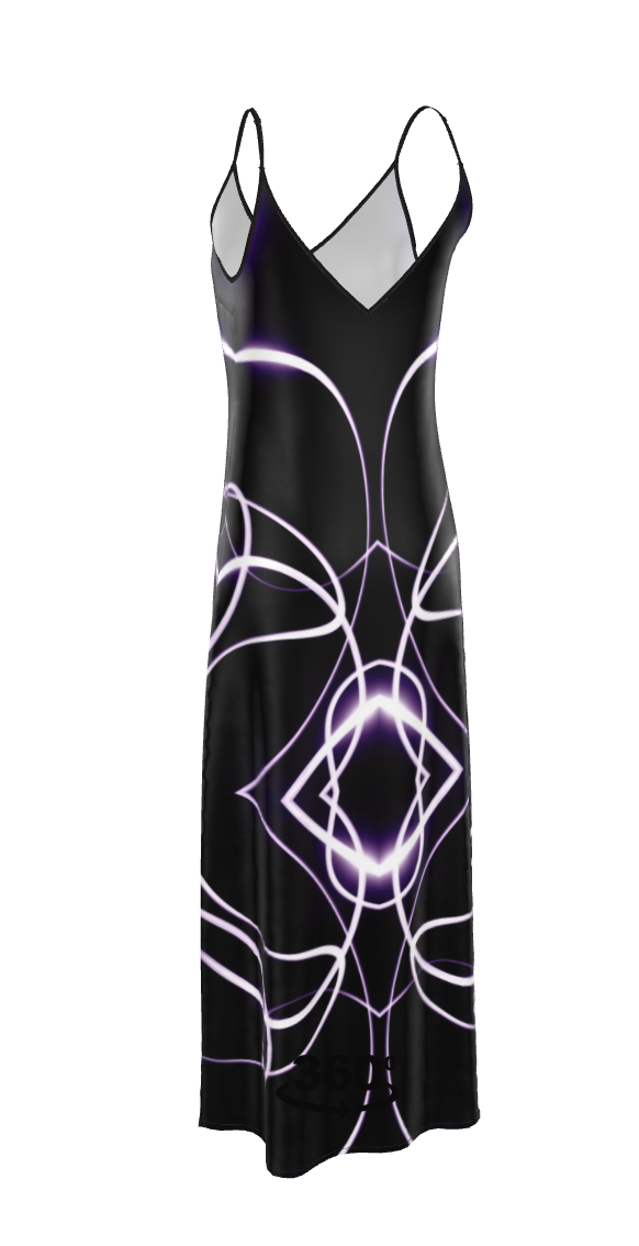 UNTITLED x Indira Cesarine "Lumière" Series Black and Violet Kaleidoscopic Slip Dress - Limited Edition
