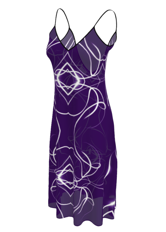 UNTITLED x Indira Cesarine "Lumière" Series Violet and White Kaleidoscopic Sleeveless Midi Dress - Limited Edition