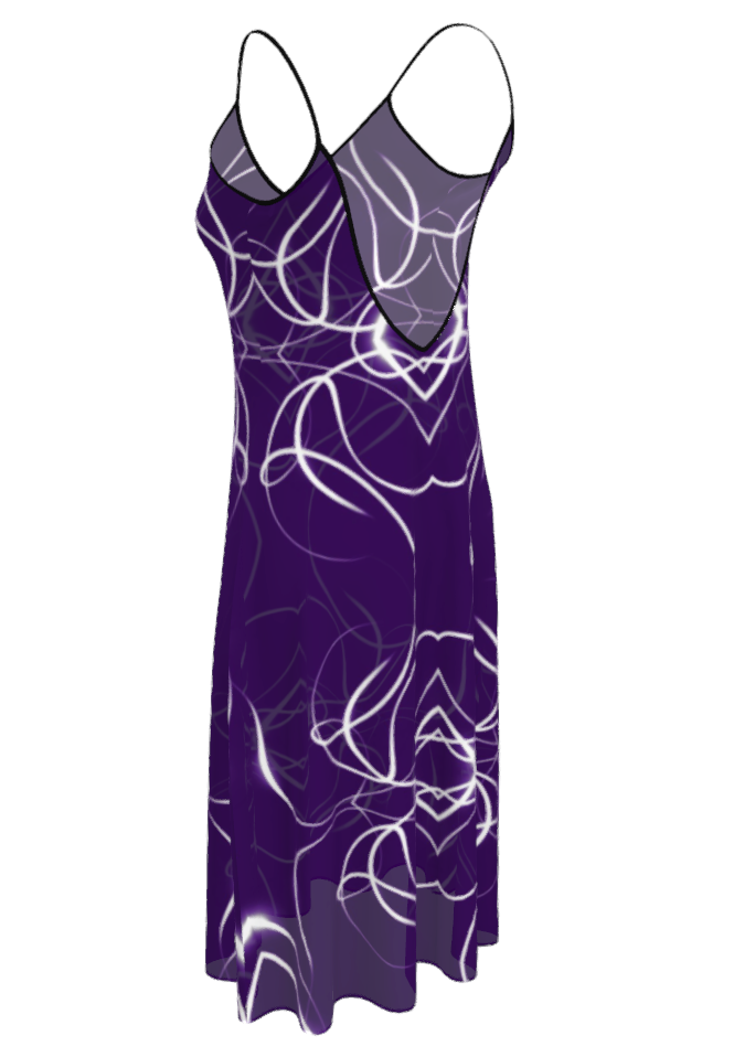 UNTITLED x Indira Cesarine "Lumière" Series Violet and White Kaleidoscopic Sleeveless Midi Dress - Limited Edition