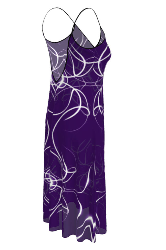 UNTITLED x Indira Cesarine "Lumière" Series Violet and White Kaleidoscopic Sleeveless Midi Dress - Limited Edition
