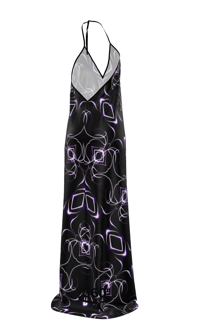 UNTITLED x Indira Cesarine "Lumière" Series Black and Violet Kaleidoscopic Halter Neck Backless Dress - Limited Edition