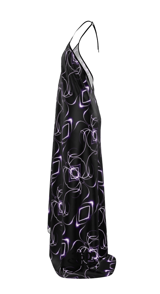 UNTITLED x Indira Cesarine "Lumière" Series Black and Violet Kaleidoscopic Halter Neck Backless Dress - Limited Edition