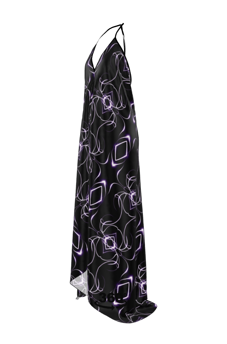 UNTITLED x Indira Cesarine "Lumière" Series Black and Violet Kaleidoscopic Halter Neck Backless Dress - Limited Edition
