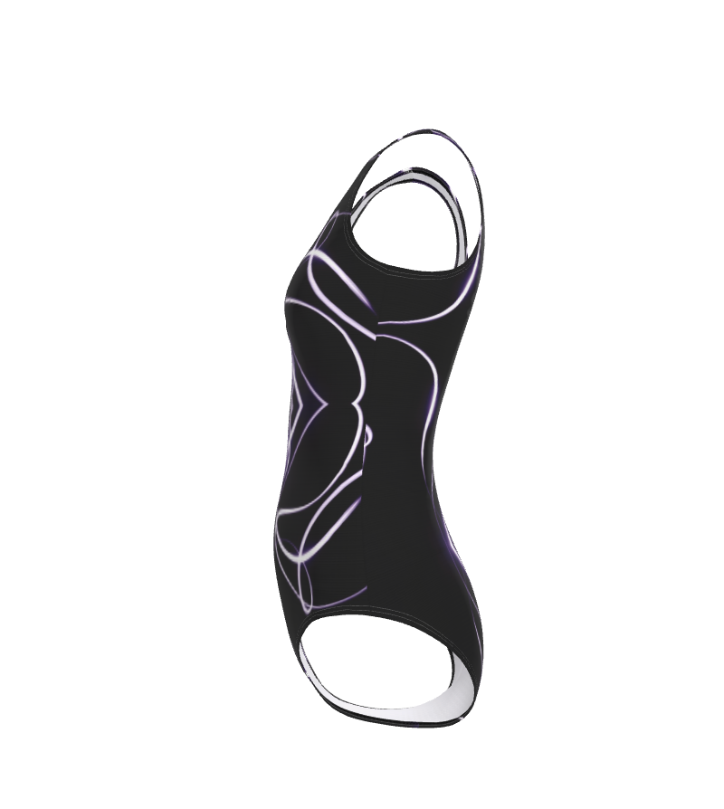UNTITLED x Indira Cesarine "Lumière" Series Black and Violet-Pink Kaleidoscopic Swimsuit - Limited Edition