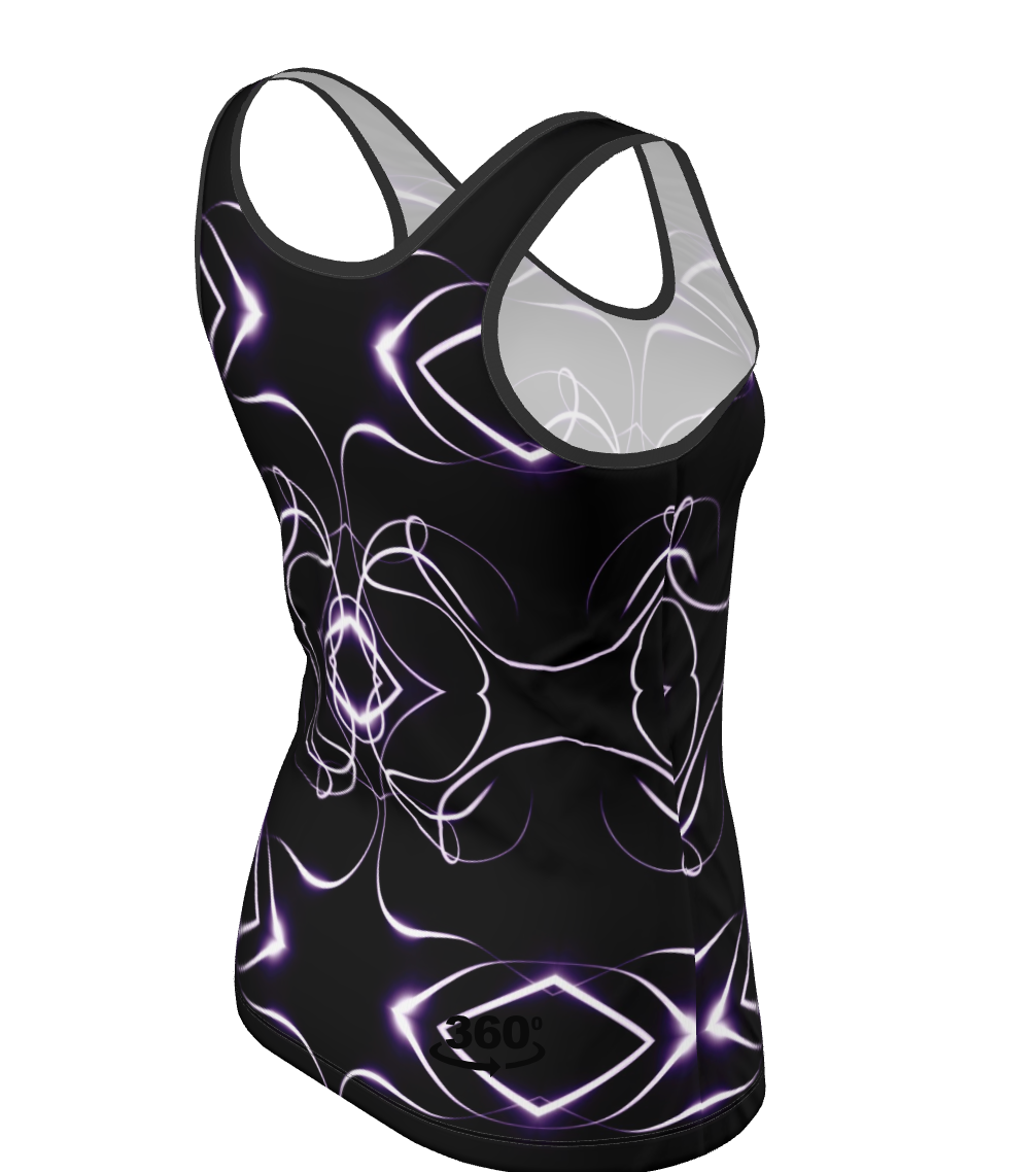 UNTITLED x Indira Cesarine "Lumière" Series Black and Violet Kaleidoscopic Tank Top - Limited Edition