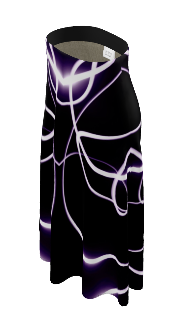 UNTITLED x Indira Cesarine "Lumière" Series Black and Violet Kaleidoscopic Midi Skirt - Limited Edition