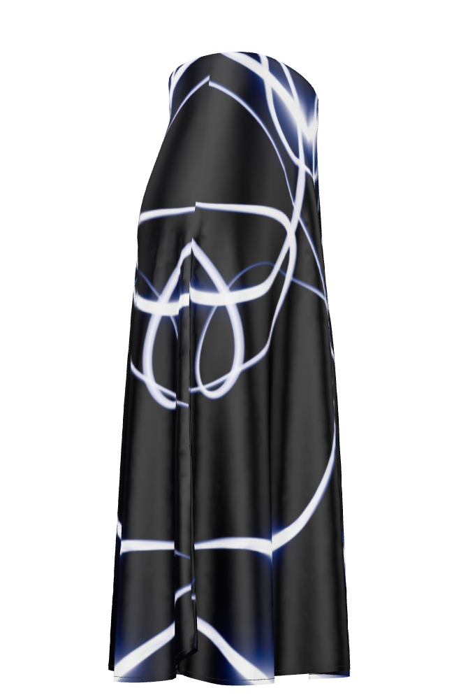 UNTITLED x Indira Cesarine "Lumière" Series Black and Blue Kaleidoscopic Midi Skirt - Limited Edition