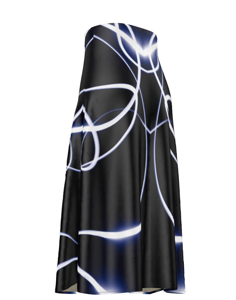 UNTITLED x Indira Cesarine "Lumière" Series Black and Blue Kaleidoscopic Midi Skirt - Limited Edition