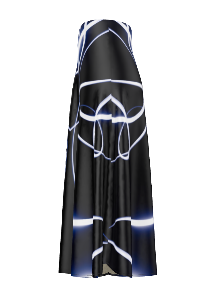 UNTITLED x Indira Cesarine "Lumière" Series Black and Blue Kaleidoscopic Midi Skirt - Limited Edition