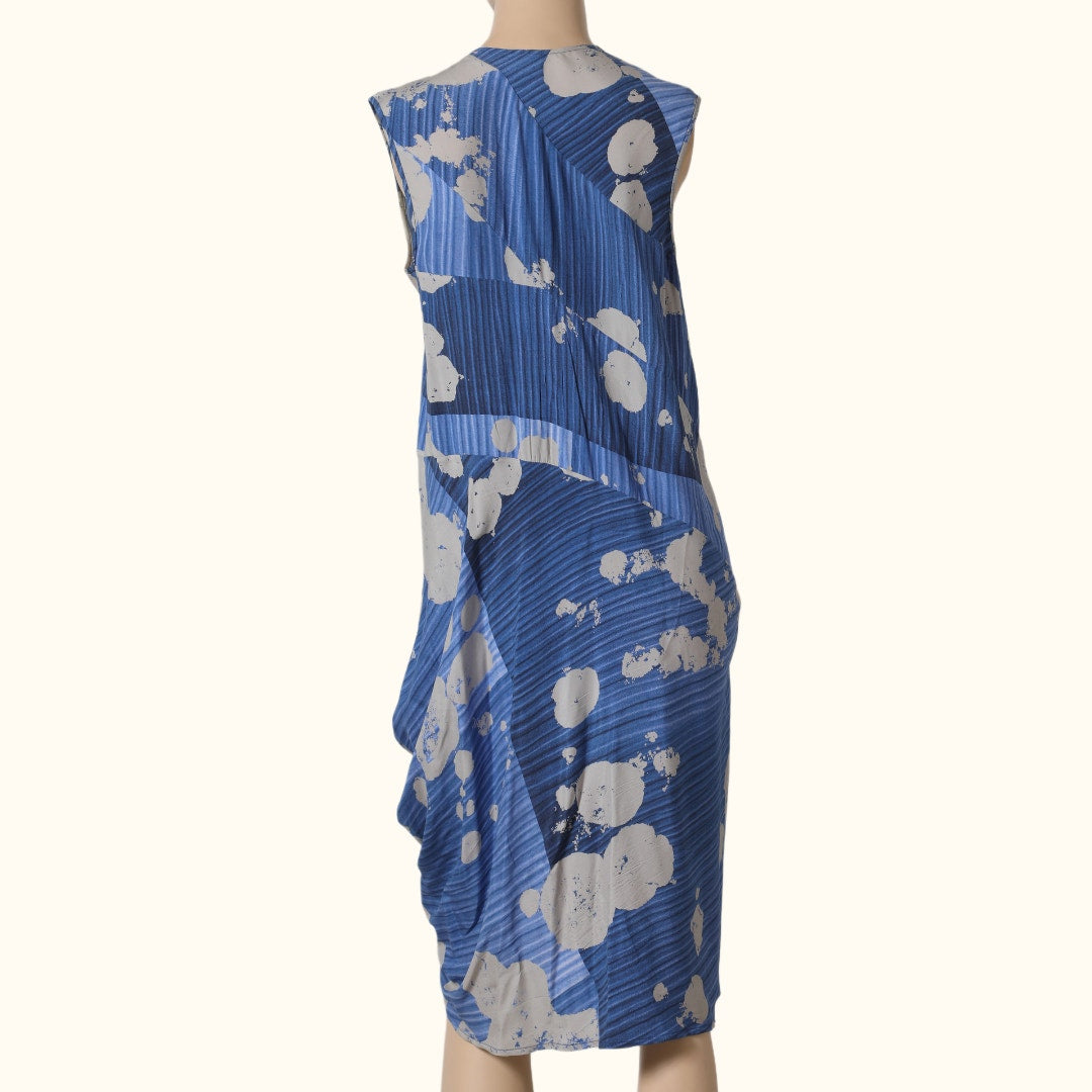 ZERO + MARIA CORNEJO Blue Silk Multicolor Abstract Patterned Dress